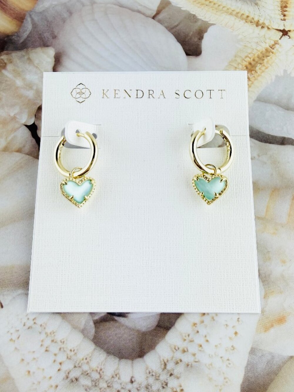 Kendra Scott Ari Heart Light Blue Illusion Gold earrings